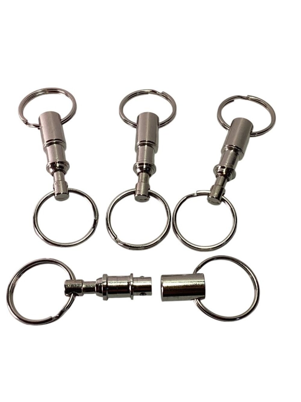 4 PCS  Chrome Quick Release Double End Metal Key Chains New